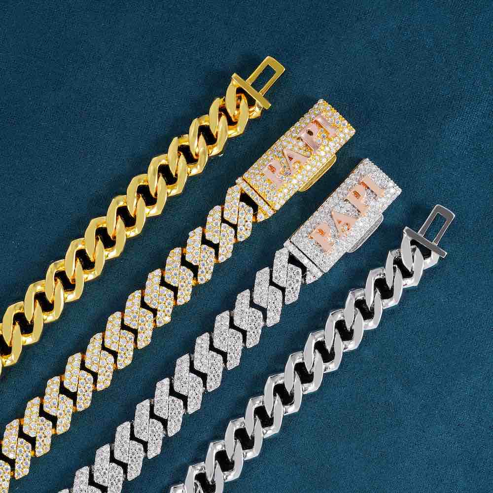 10MM Yellow Gold Fully Iced Pave Cuban Link VVS1 D Color Moissanite Chain 925 Sterling Silver