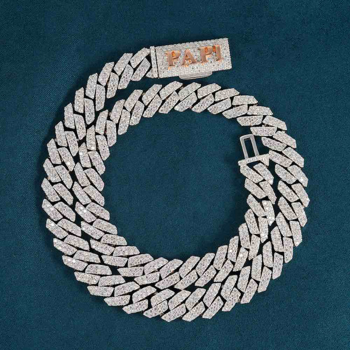 10MM Yellow Gold Fully Iced Pave Cuban Link VVS1 D Color Moissanite Chain 925 Sterling Silver