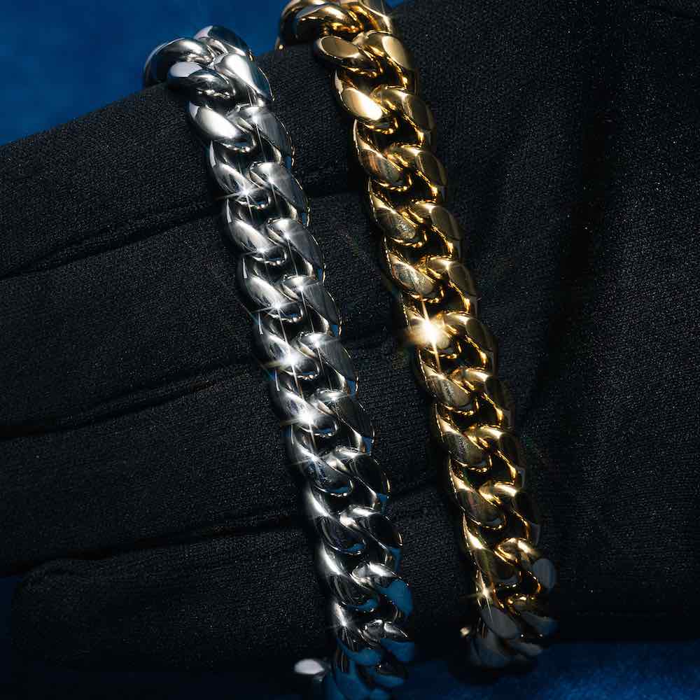 10MM Yellow Gold Plated Moissanite Cuban Link Chain For Fashion