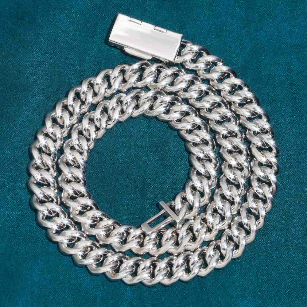10MM in 925 Silver Moissanite Cuban Link Chain For Men & Women Fashions