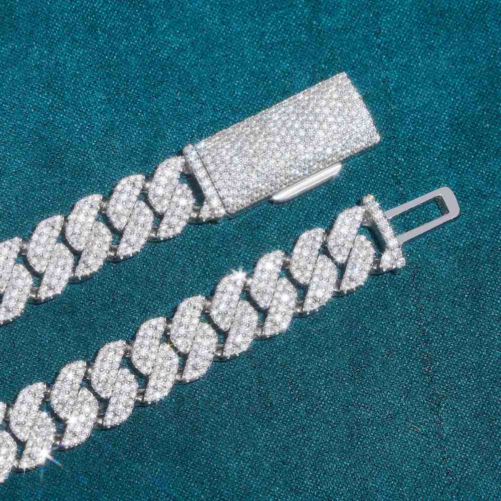 10MM in 925 Silver Moissanite Cuban Link Chain For Men & Women Fashions
