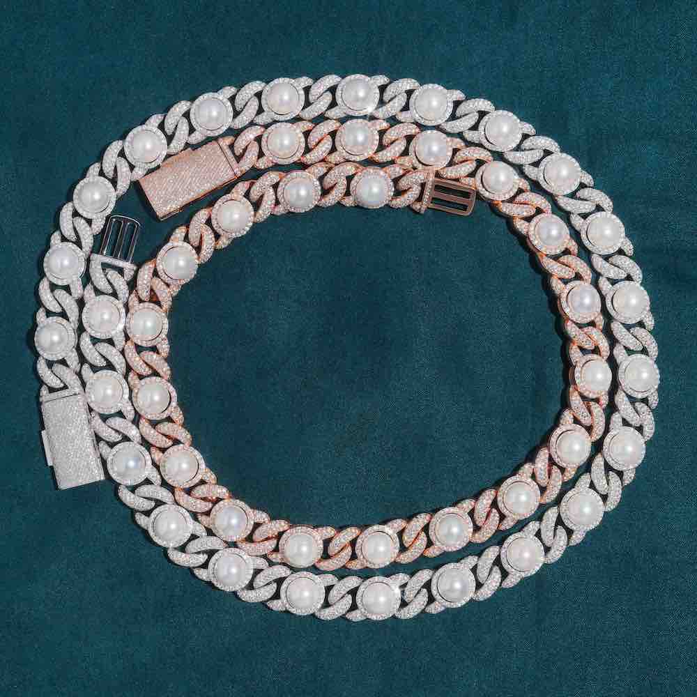 10MM Moissanite Cuban Link Chain in Silver For Men's Jewelry