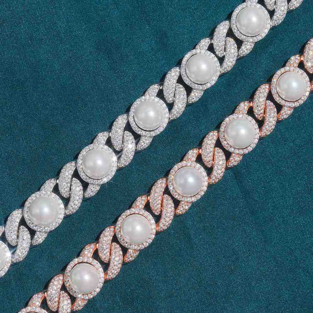 10MM Moissanite Cuban Link Chain in Silver For Men's Jewelry