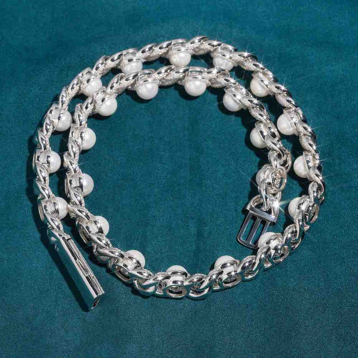 10MM Moissanite Cuban Link Chain in Silver For Men's Jewelry