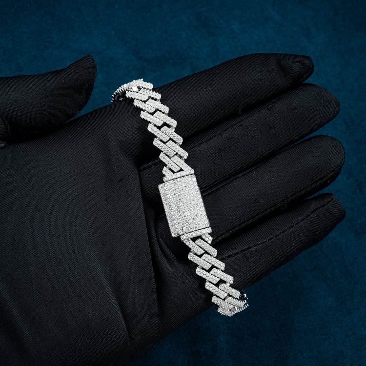8MM VVS1 D Color Moissanite Herringbone Link Bracelet 925 Sterling Silver Fully Iced Out Luxury Bracelet