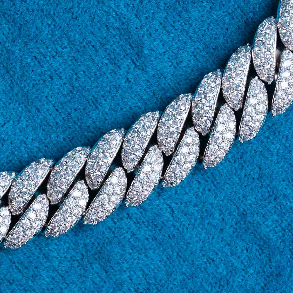 10MM Fully Iced Cuban Link VVS1 D Color Moissanite Chain 925 Sterling Silver
