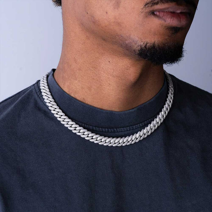 10MM Fully Iced Cuban Link VVS1 D Color Moissanite Chain 925 Sterling Silver