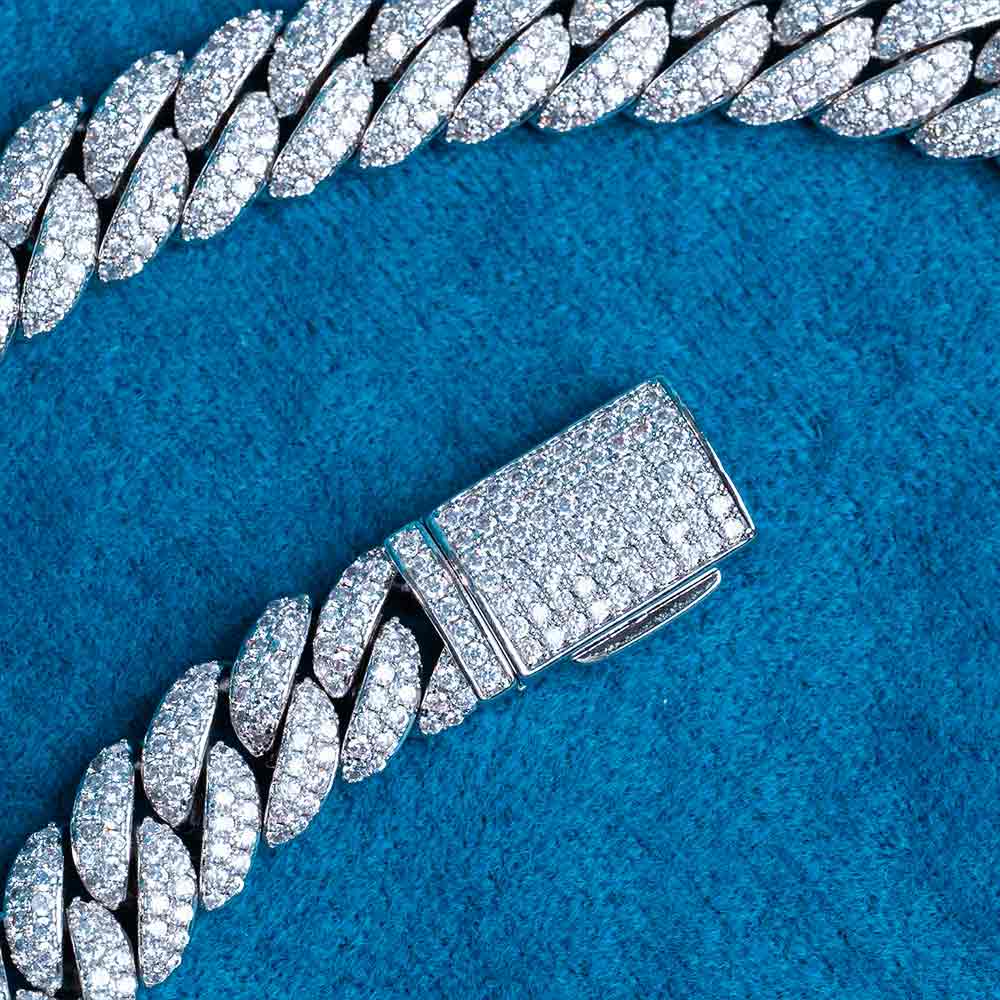 10MM Fully Iced Cuban Link VVS1 D Color Moissanite Chain 925 Sterling Silver