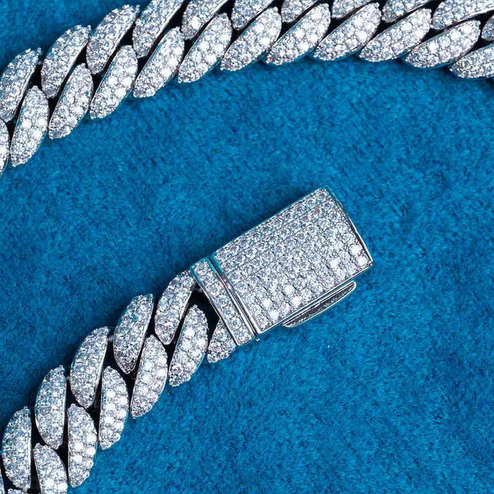 10MM Fully Iced Cuban Link VVS1 D Color Moissanite Chain 925 Sterling Silver