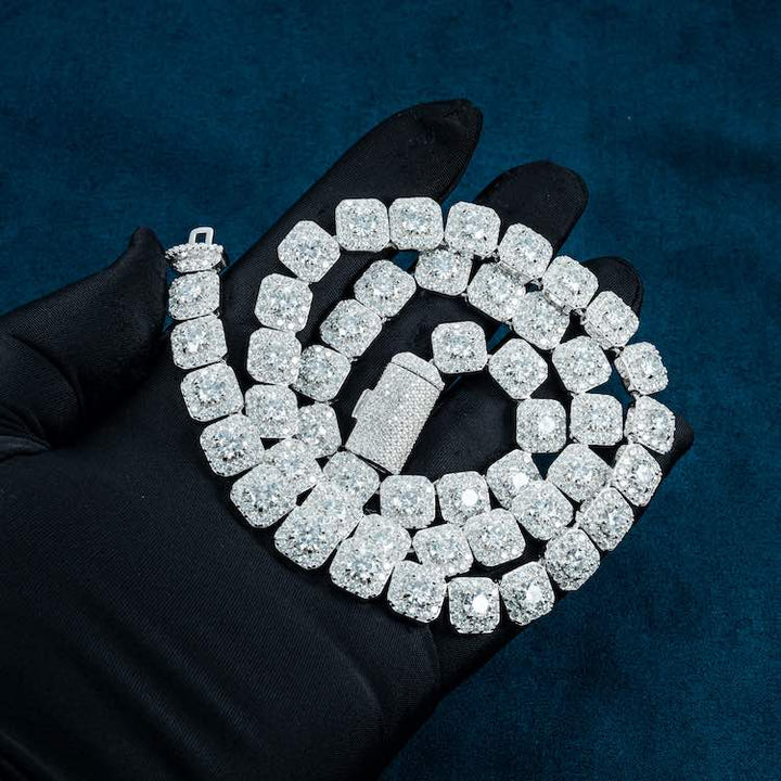 10MM Round Halo Setting Moissanite Diamond Hip hop Chain