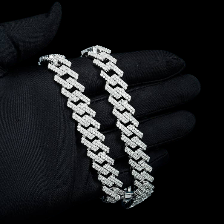2 Cuban Link VVS Moissanite Chain Hip Hop 925 Sterling Silver