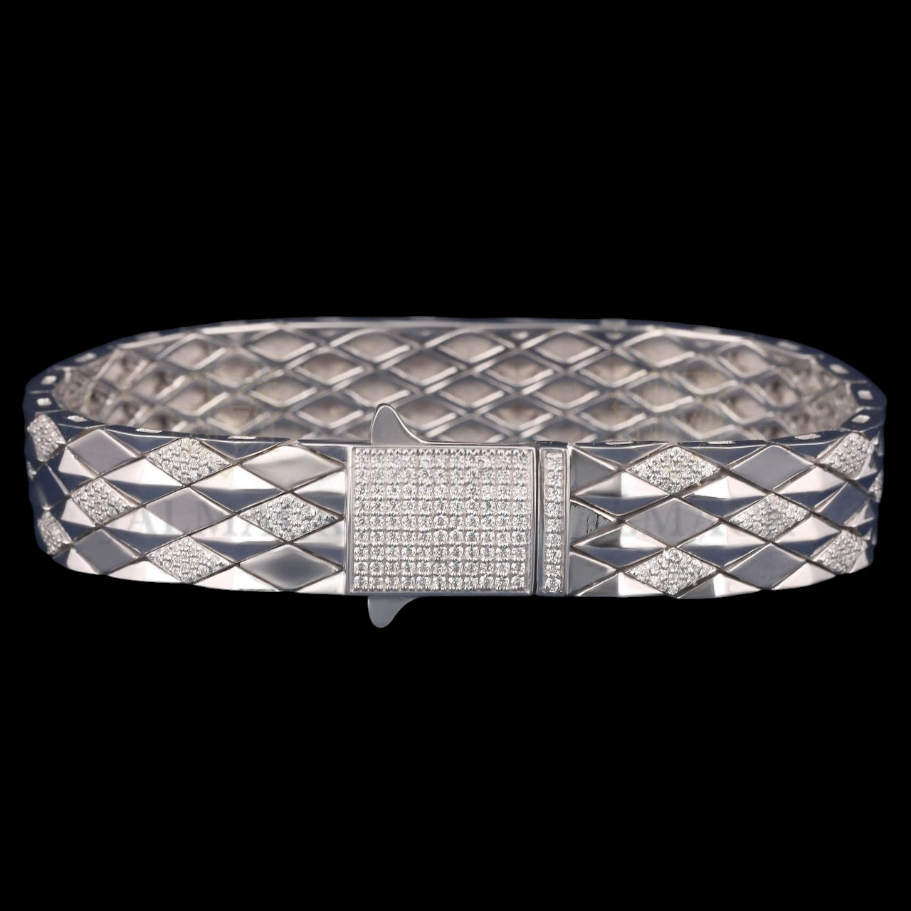 Geometric Quilted Moissanite Bangle Bracelet VVS1 D Color