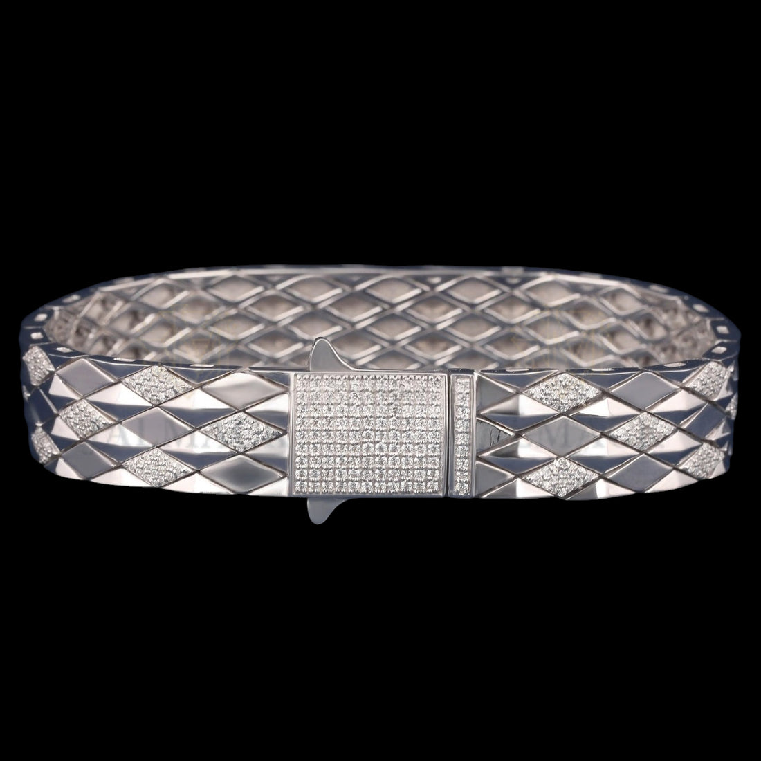 Geometric Quilted Moissanite Bangle Bracelet VVS1 D Color