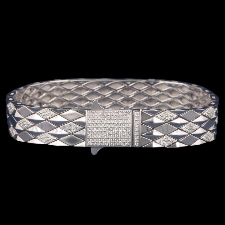 Geometric Quilted Moissanite Bangle Bracelet VVS1 D Color