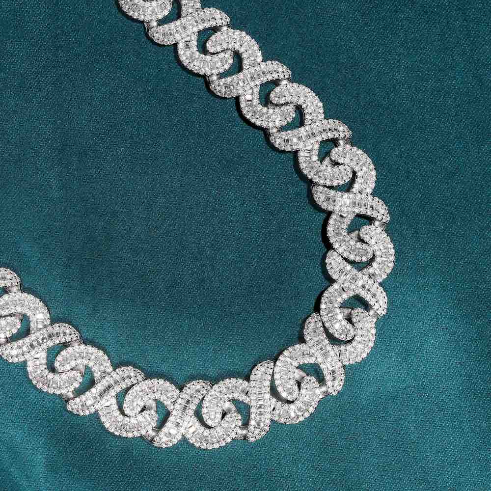 12MM Sterling Silver Baguette Moissanite Cuban Link Chain For Men's Fashion