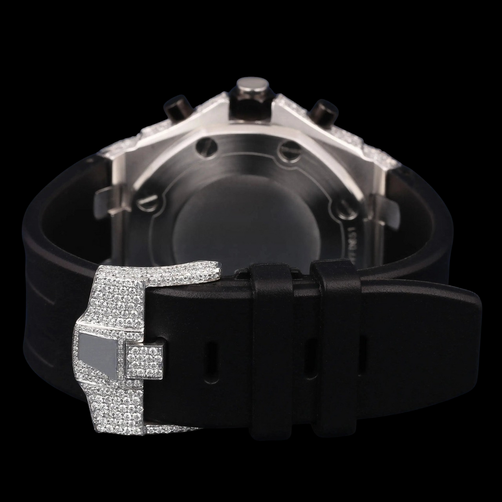Black Numeral Moissanite Chronograph Watch