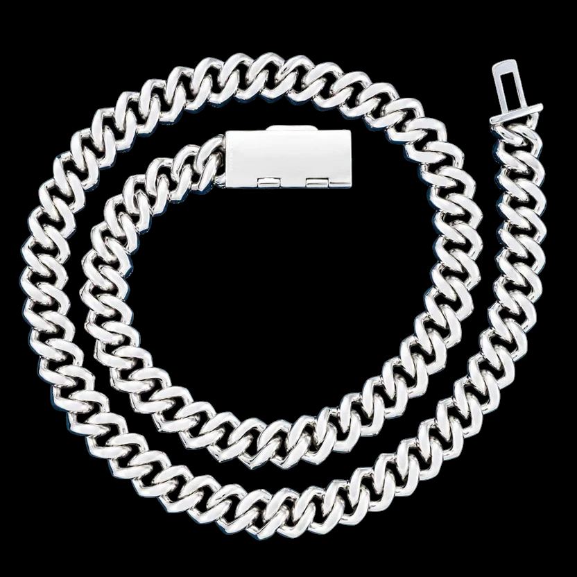 15MM Pave Cuban Link VVS1 D Color Moissanite Chain 925 Sterling Silver