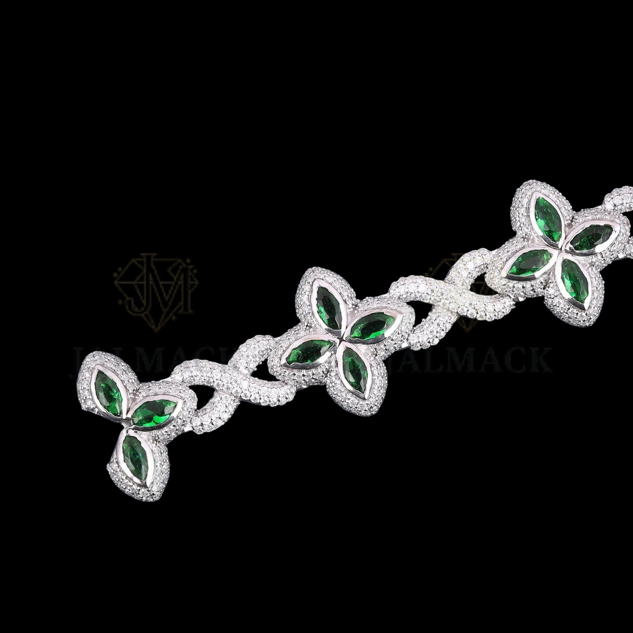 Green Marquise Floral Infinity Moissanite Bracelet VVS1