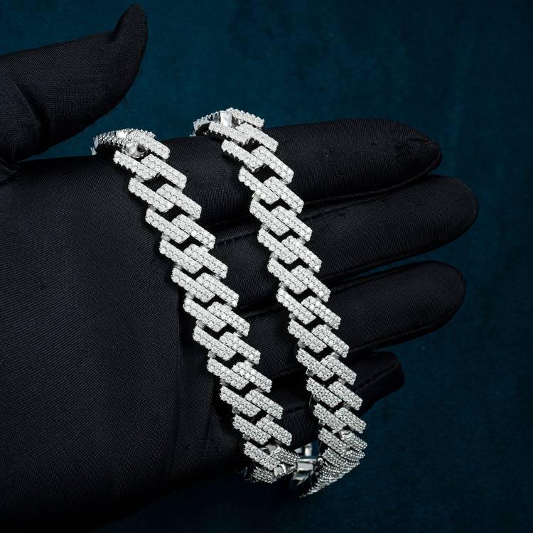2 Cuban Link VVS Moissanite Chain Hip Hop 925 Sterling Silver