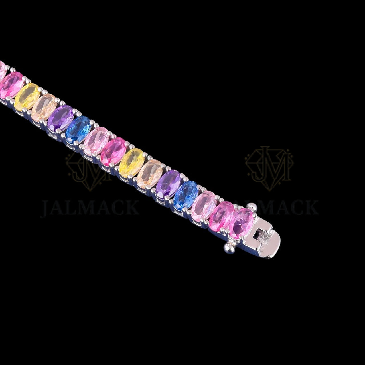 Rainbow Oval Cut Moissanite Tennis Bracelet 925 Silver