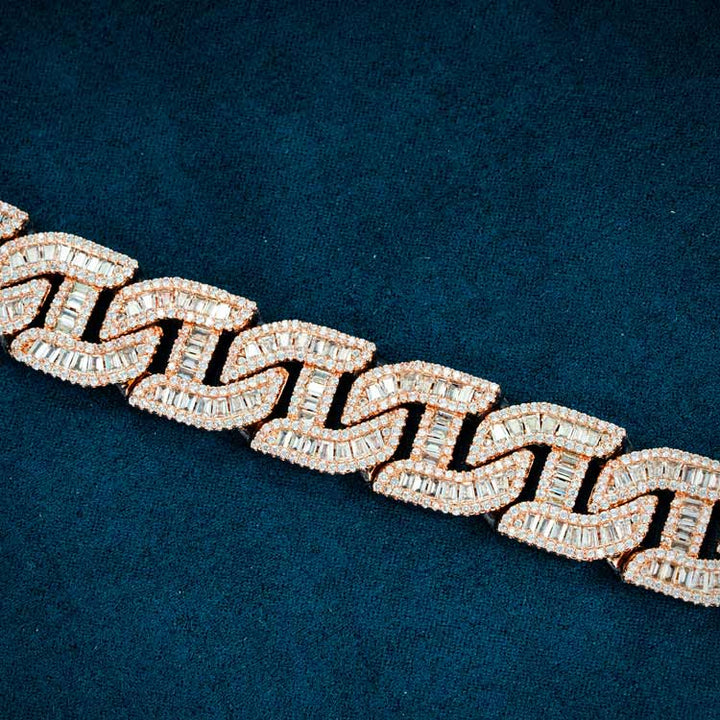 14MM Rose Gold VVS1 Moissanite Cuban Link Bracelet 925 Sterling Silver Iced Out Hip Hop Bracelet