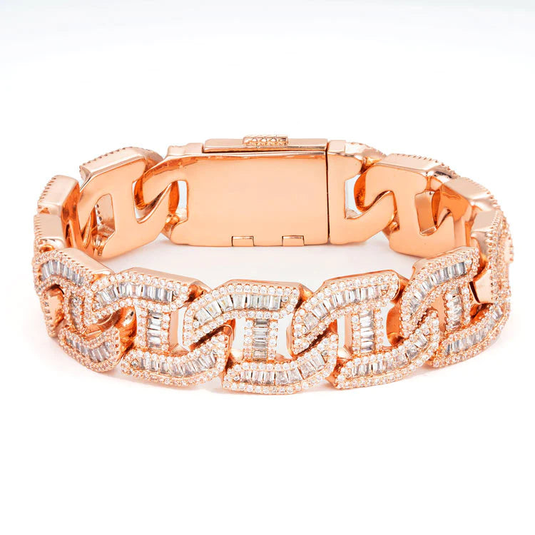 14MM Rose Gold VVS1 Moissanite Cuban Link Bracelet 925 Sterling Silver Iced Out Hip Hop Bracelet