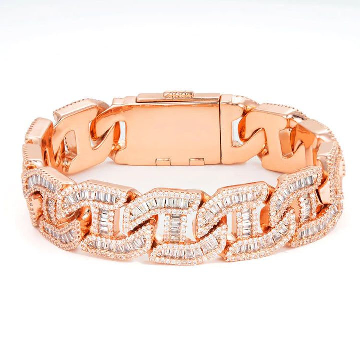 14MM Rose Gold VVS1 Moissanite Cuban Link Bracelet 925 Sterling Silver Iced Out Hip Hop Bracelet