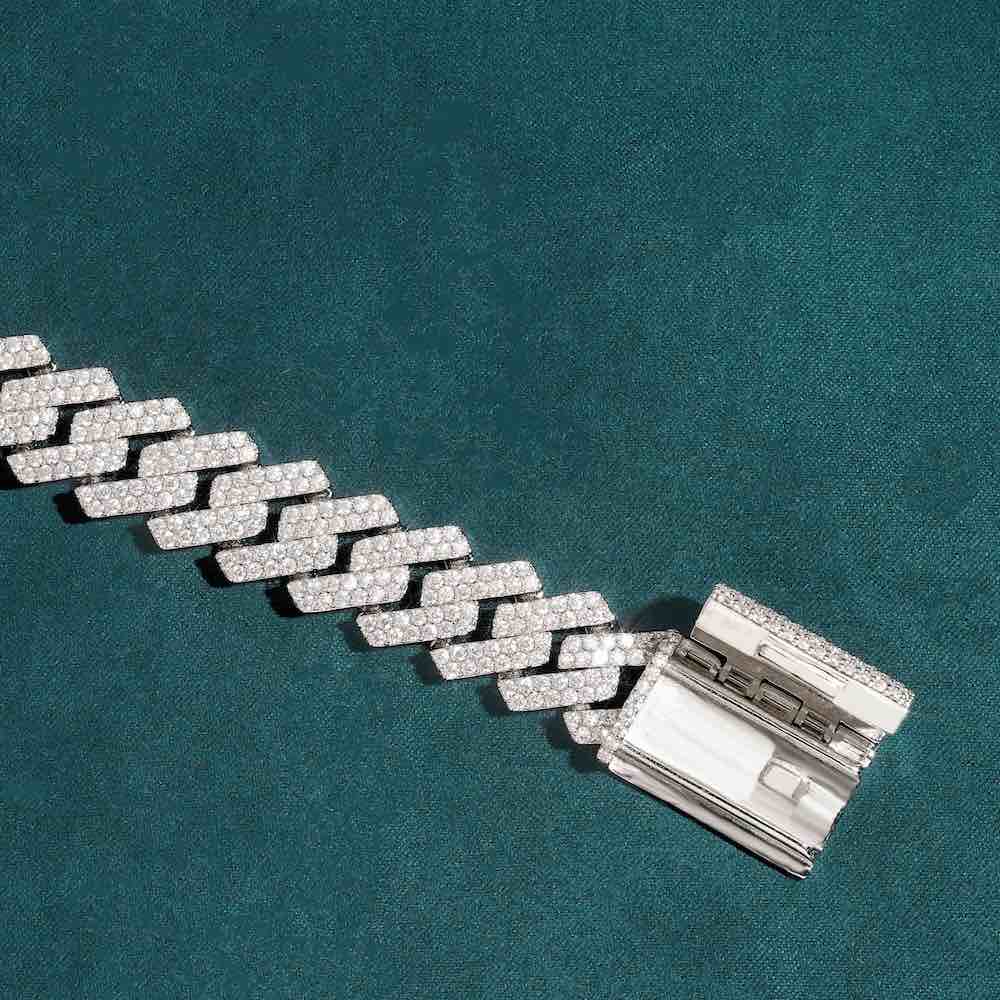 15MM Iced Out Moissanite Cuban Link Bracelet VVS1 D Color Hip Hop Statement Jewelry
