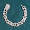 15MM Iced Out Moissanite Cuban Link Bracelet VVS1 D Color Hip Hop Statement Jewelry