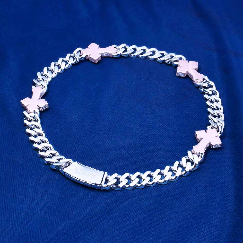 15MM Baguette Cross Moissanite Cuban Link Chain For Men's