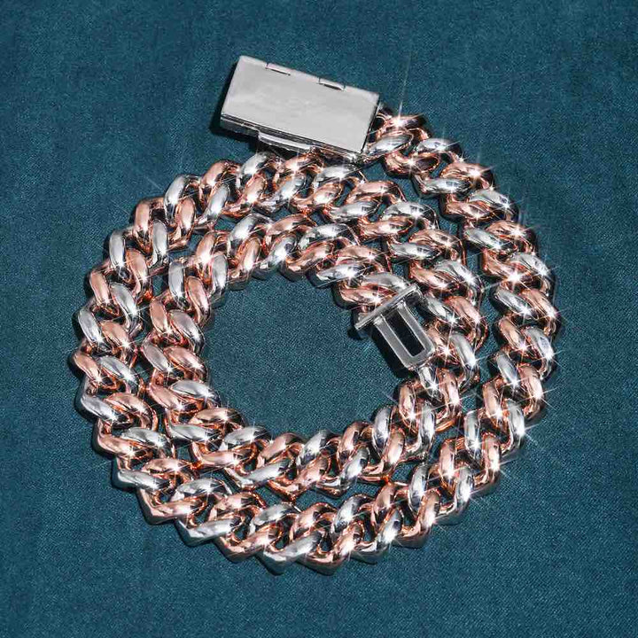 10MM Classic Two Tone Moissanite Diamond Cuban Link Chain