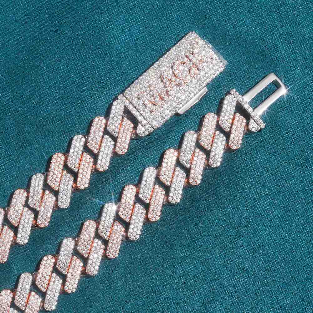 10MM Classic Two Tone Moissanite Diamond Cuban Link Chain