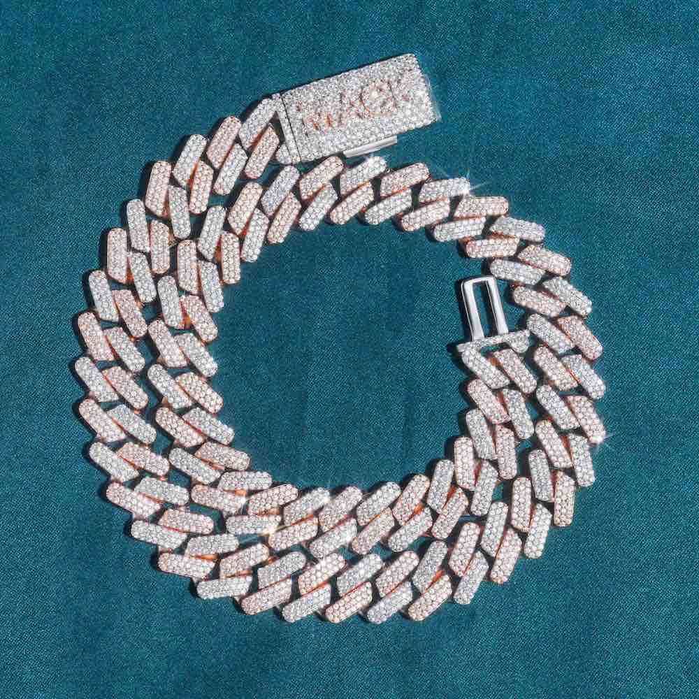 10MM Classic Two Tone Moissanite Diamond Cuban Link Chain
