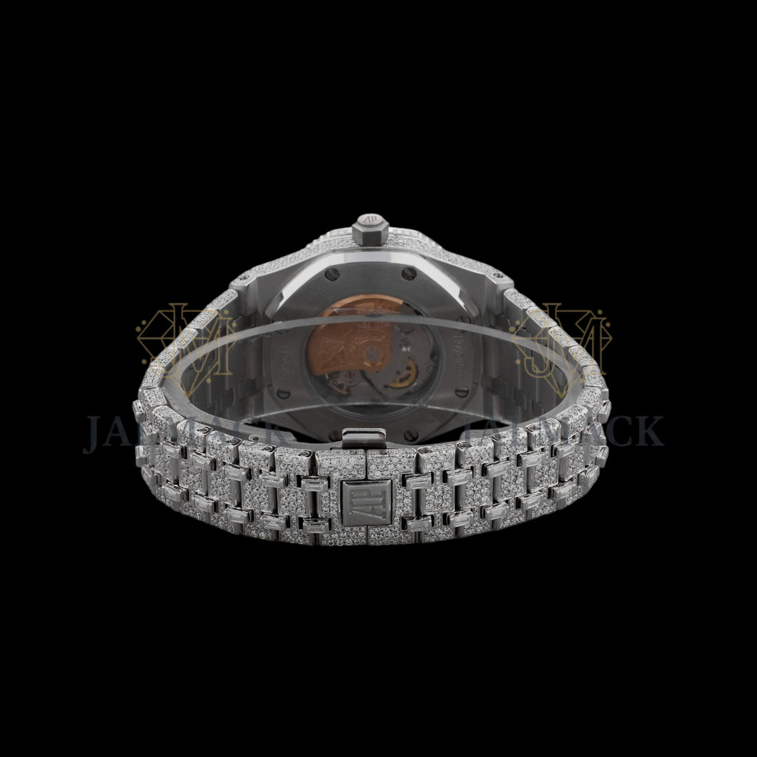 Silver Markerless Dial Baguette & Round Moissanite Automatic Watch