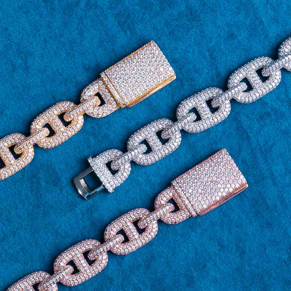 12MM VVS1 Moissanite Gucci Link Bracelet 925 Sterling Silver Iced Out Hip Hop Bracelet