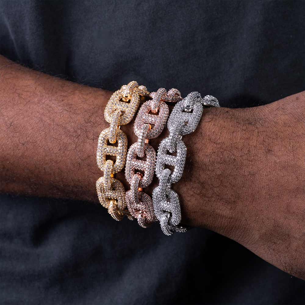 12MM VVS1 Moissanite Gucci Link Bracelet 925 Sterling Silver Iced Out Hip Hop Bracelet