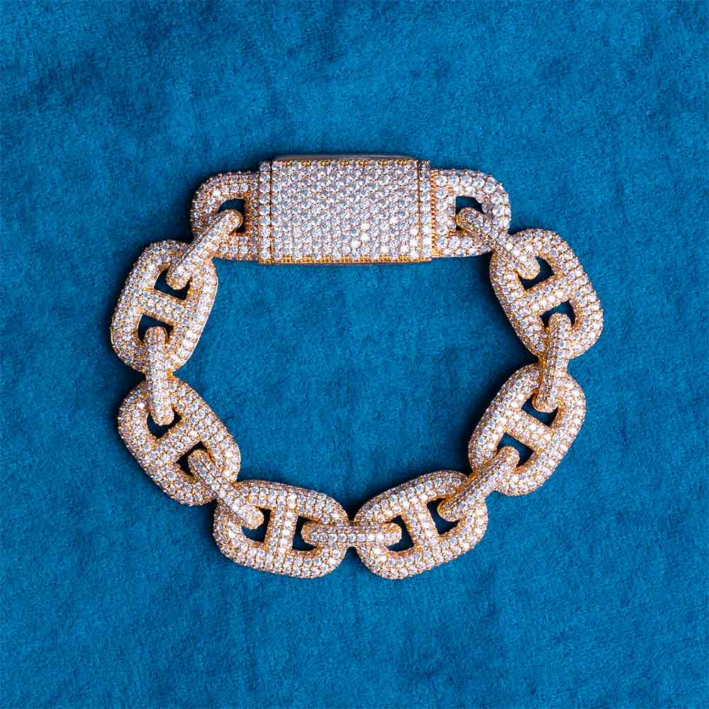 12MM VVS1 Moissanite Gucci Link Bracelet 925 Sterling Silver Iced Out Hip Hop Bracelet