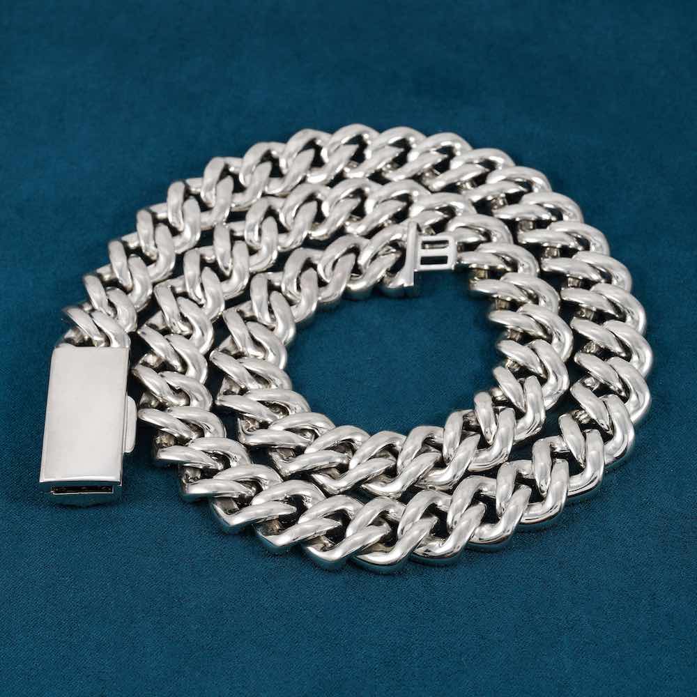 16MM Triple Row Baguette VVS Moissanite Link Chain 925 Sterling Silver