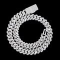 15MM Baguette Pave Cuban Link VVS1 Moissanite Chain 925 Sterling Silver