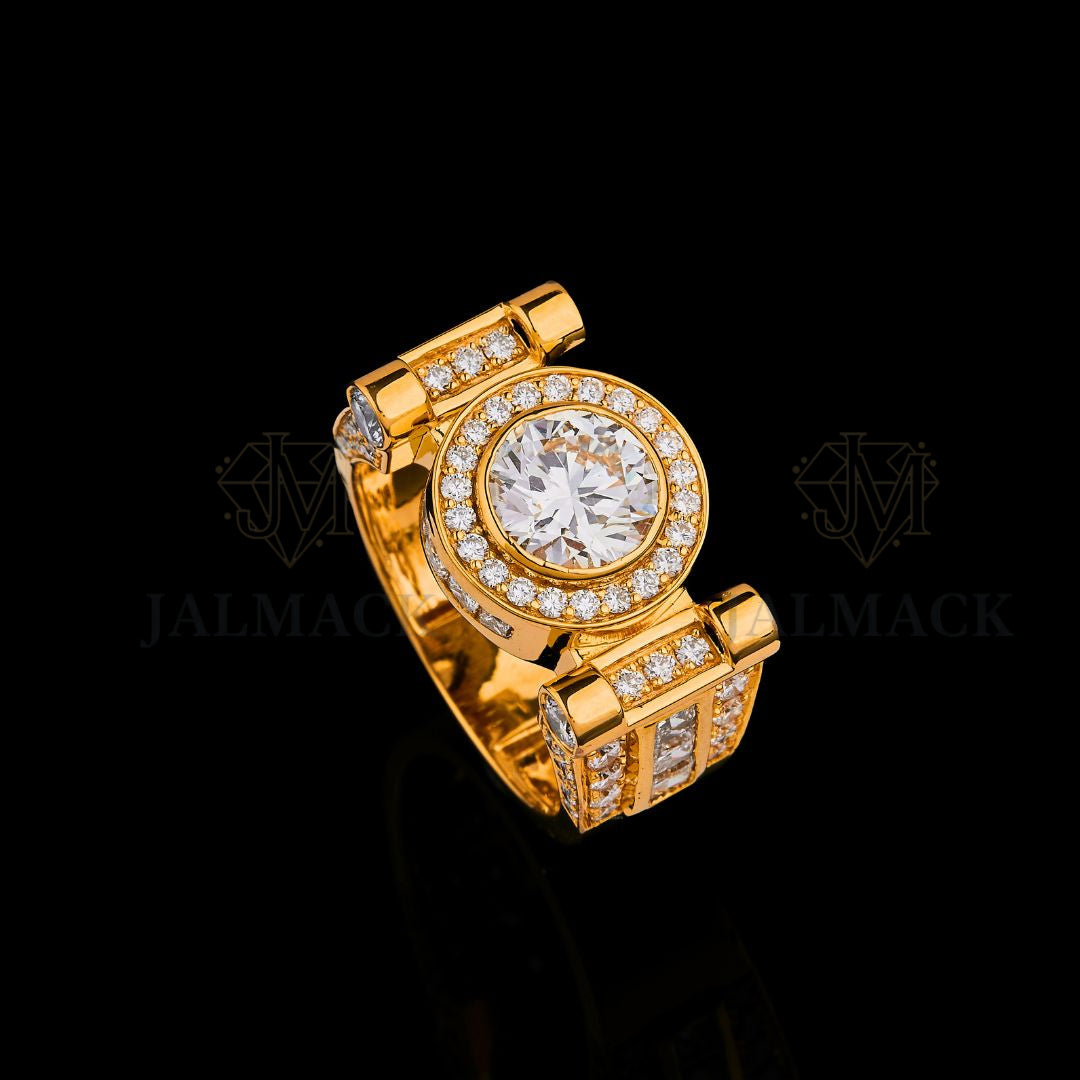 4 Carat Round Moissanite Halo Men’s Statement Ring