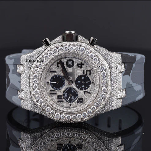 Luxury Fully Iced Out Rose Gold Chronograph Moissanite Watch for Men