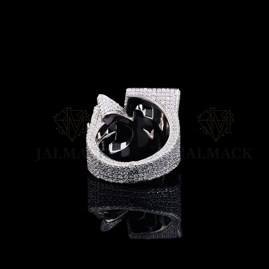 Custom Three-Letter Moissanite Monogram Ring Fully Iced Out