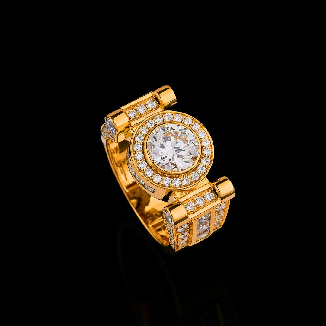 4 Carat Round Moissanite Halo Men’s Statement Ring