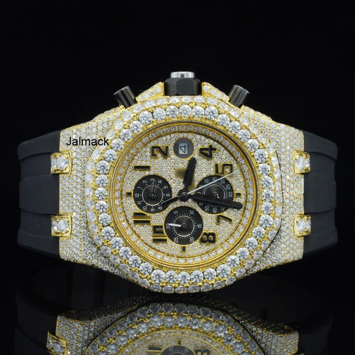 Luxury Fully Iced Out Rose Gold Chronograph Moissanite Watch for Men