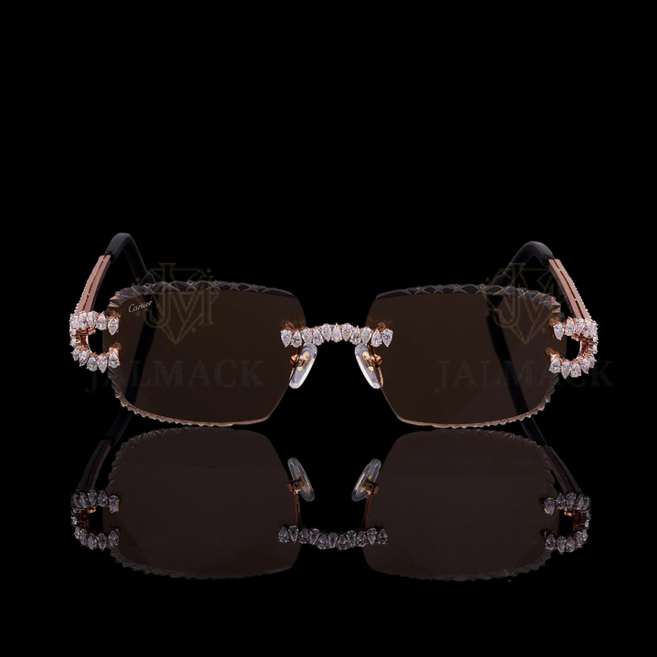 Luxury Rose Gold Moissanite Rimless Sunglasses VVS1 D Color
