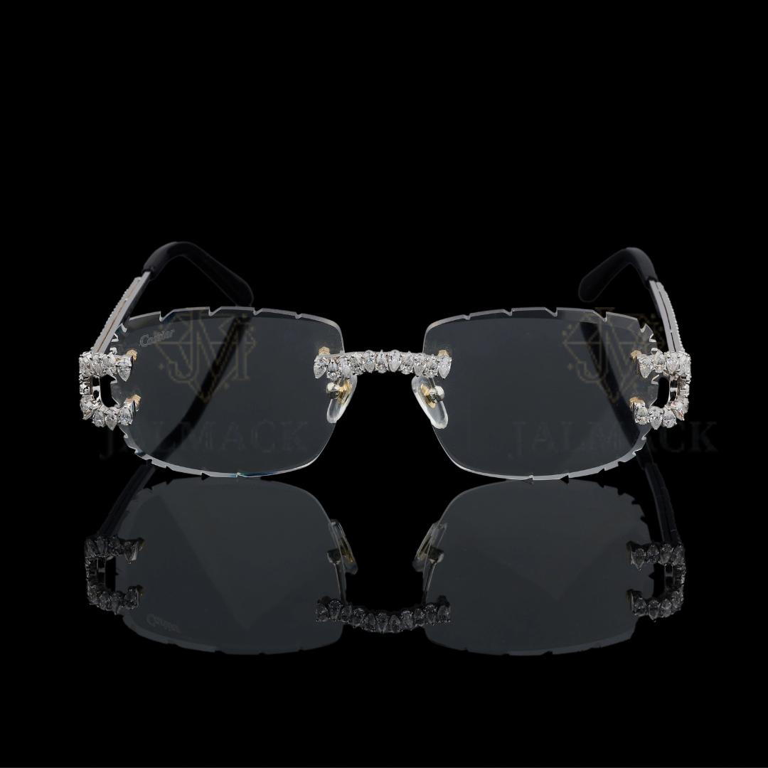 Luxury Silver Moissanite Rimless Sunglasses