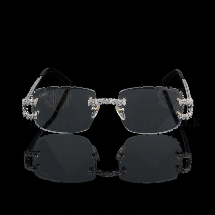 Luxury Silver Moissanite Rimless Sunglasses