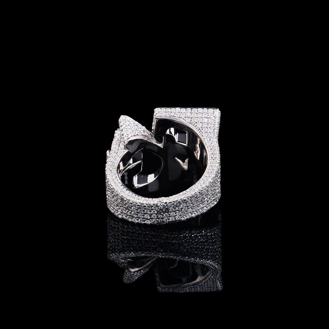 Custom Three-Letter Moissanite Monogram Ring Fully Iced Out