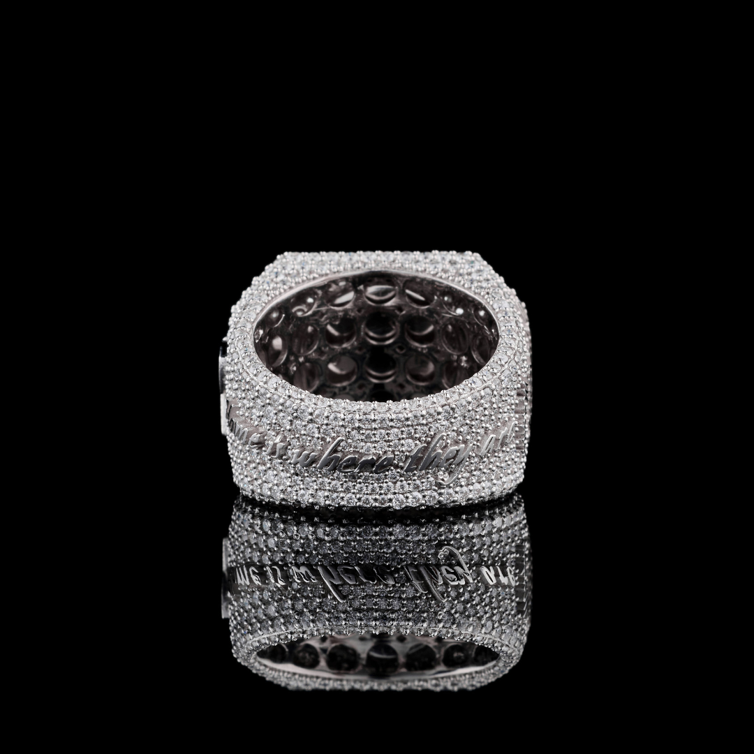 Custom Name Fully Iced-Out Moissanite Signet Ring