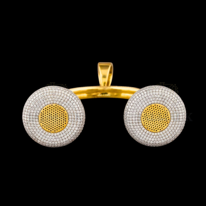 Two-Tone Headphones Moissanite Pendant VVS1 D Color Fully Iced Out